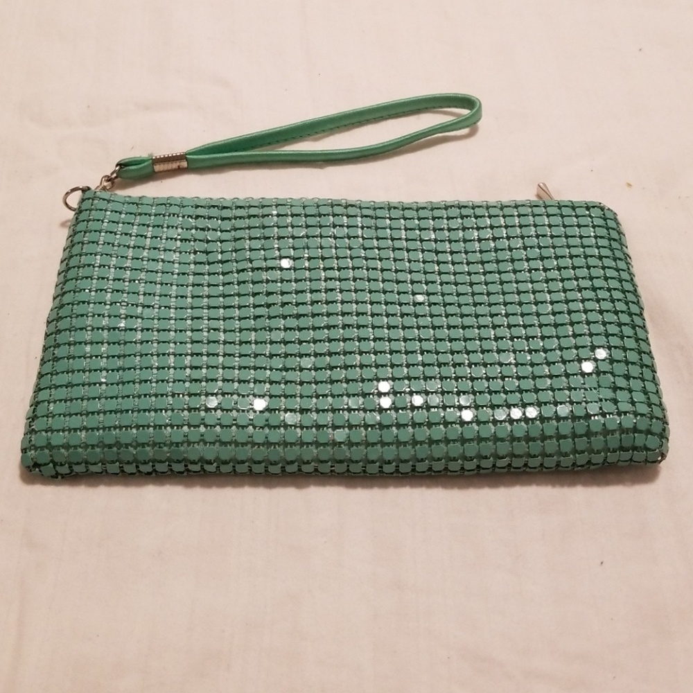 RSVP, seagreen, sequence wristlet, used